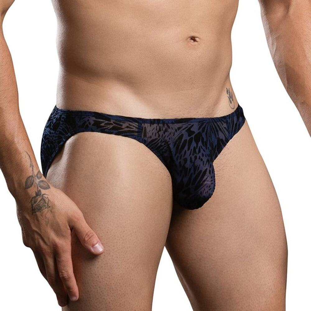 NEW Andrew Christian Underwear Nocturnal Mesh Brief Black Blue Size Medium